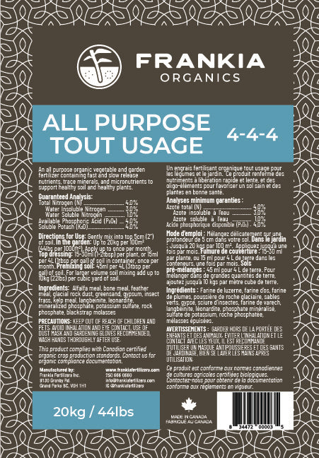 All Purpose Organic Fertilizer 4-4-4